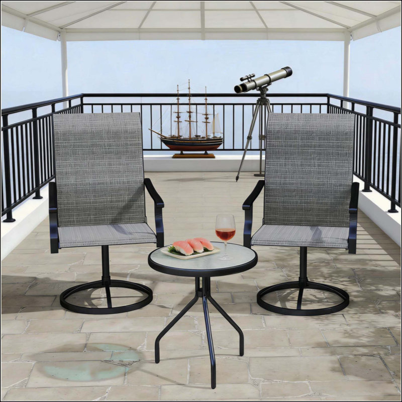 Ensemble de 2 chaises d'extérieur, chaises pivotantes, Noir/gris