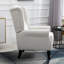 Fauteuil à boutons avec dossier haut, blanc crème, pour le salon, avec une fabrication robuste