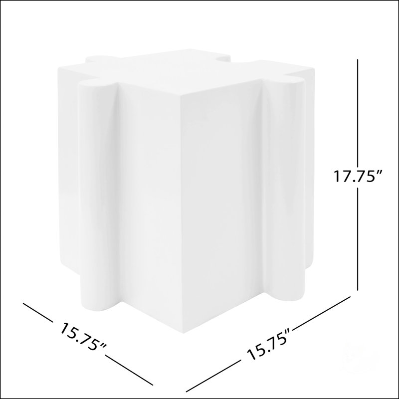 Puzzle Art Side Table, Modular Convex Edge MGO Table For Custom Layouts, Indoor & Outdoor, White