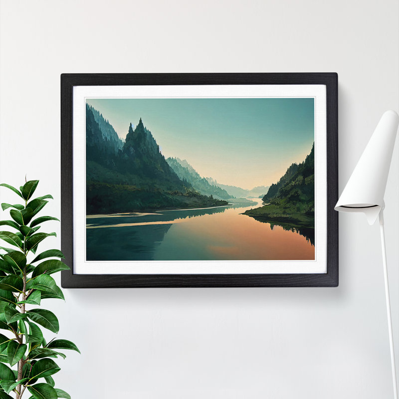 Desirable Forest River - Single Picture Frame Print, Black, 25cm H x 34cm W
