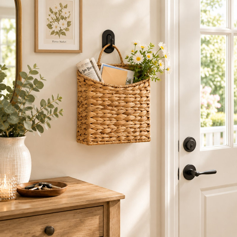 Handwoven Gourd Grass Hanging Basket Wall Organizer