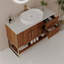 Meuble-lavabo moderne de 36 po avec lavabo vasque en céramique, meuble autoportant d'appoint doré-173443746