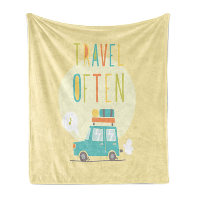 Ambesonne Camping Fleece Throw Blanket Road Trip Travel Often