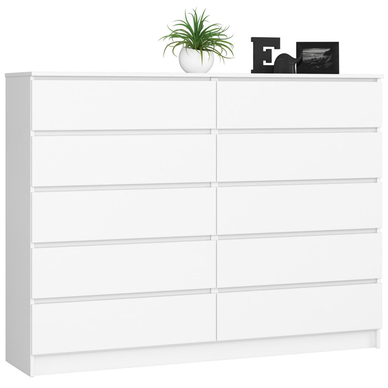 Elight 160cm W 10 - Drawer Chest of Drawers, White