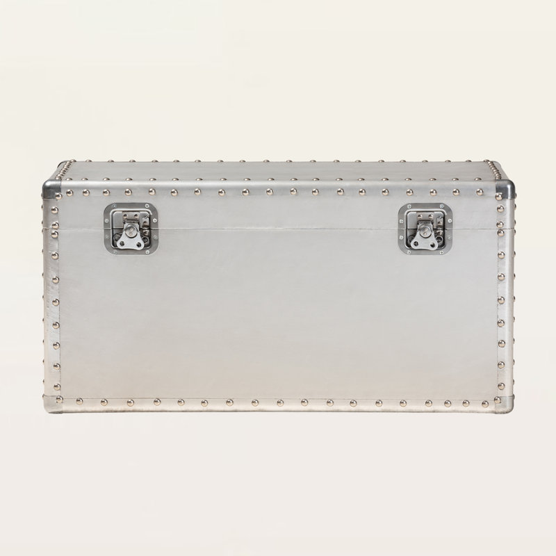 Nikita industrial-style French silver metal storage trunk