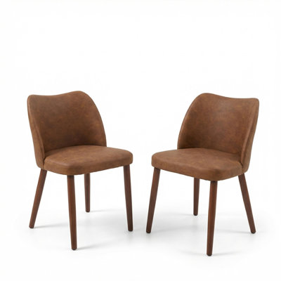 Ensemble de 2 chaises de cuisine rembourrées avec siège rembourré et pieds en bois pour la salle à manger ou le salon, unité centrale