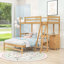 Lit simple superposé au dessus d'un lit double avec bureau et tiroirs, échelle-1025176745
