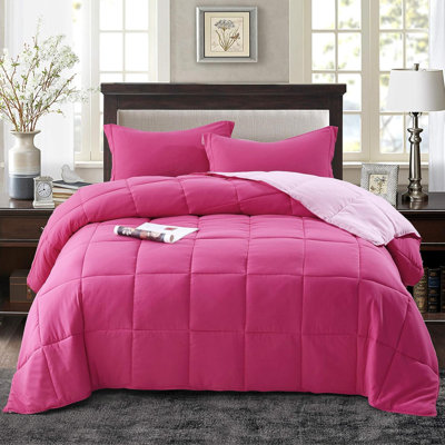 Ensemble d'édredon en duvet synthétique 3 pièces - édredon toutes saisons réversible avec deux taies décoratives - housse de couette matelassée avec languettes de coin - surpiqué - ultra doux et moelleux