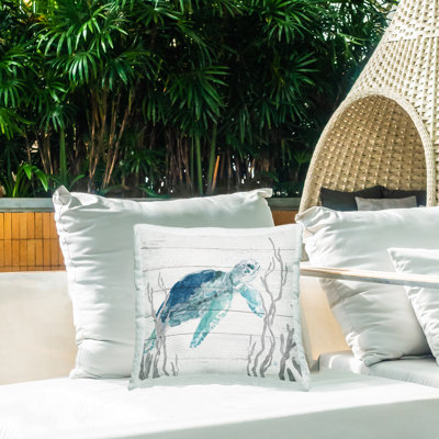 Coussin d'extérieur imprimé turquoise et bleu turquoise par Carol Robinson