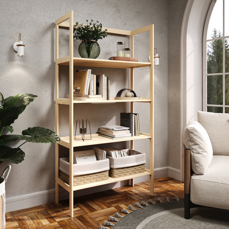 Tablette en bois massif Jela, H 63 po x l 32,6 po x P 14 po