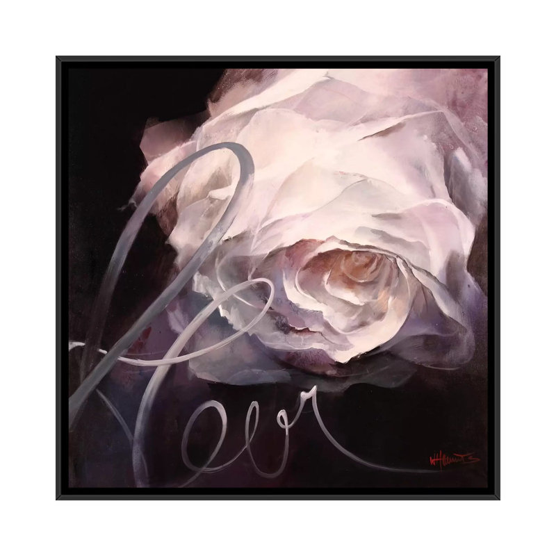 « fleur ii », reproduction sur toile, H 18 po x l 18 po x P 1,5 po, Toile avec cadre noir, Pas de tapis