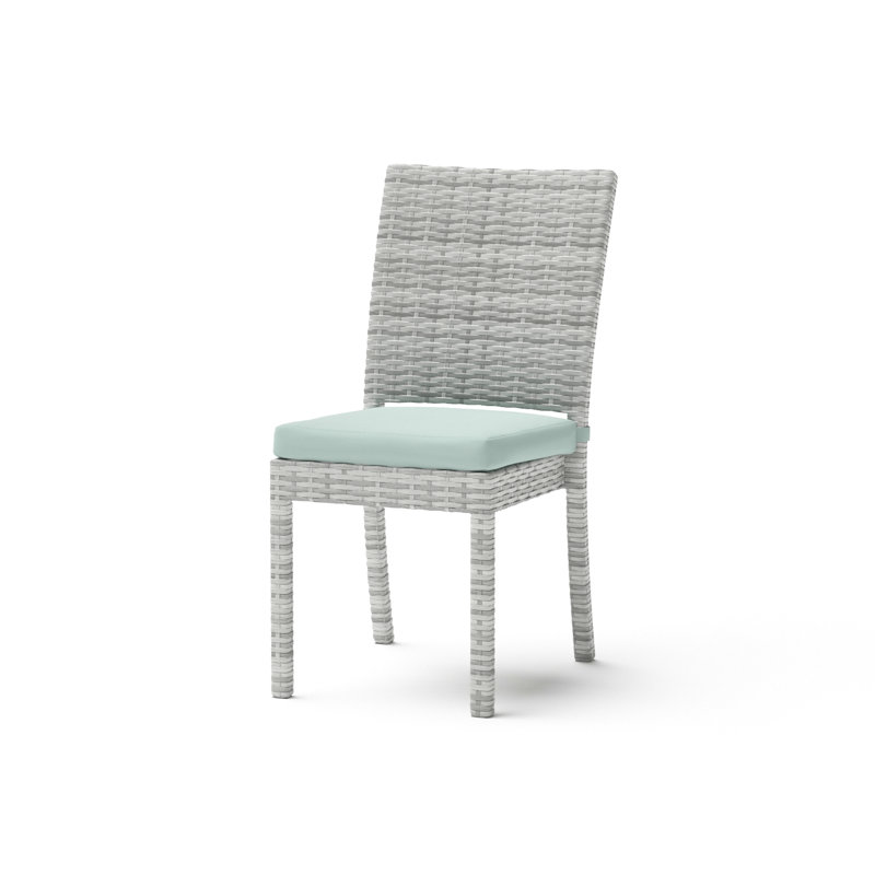 8 Piece Sunbrella Outdoor Patio Dining Chairs, Gray, Blue