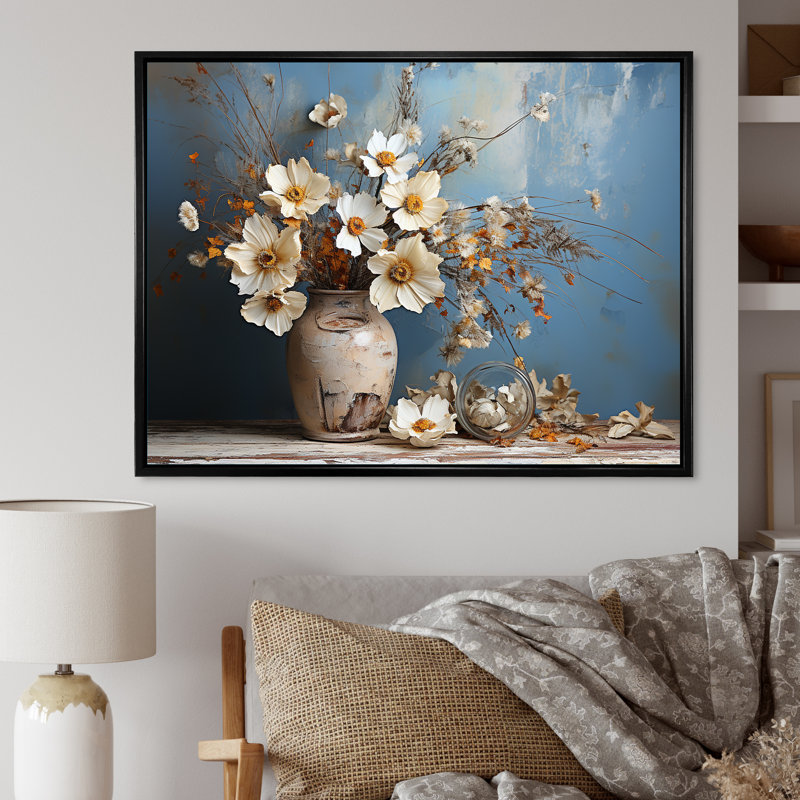 " Wildflowers Bouquet Still Life ", Black Floater Framed, 34" H x 44" W x 1.5" D