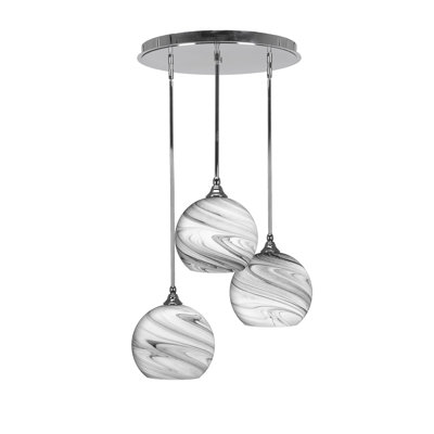 Luminaire suspendu en forme de tige 3 lumières empire avec verre tourbillon onyx 9,5 po Empire