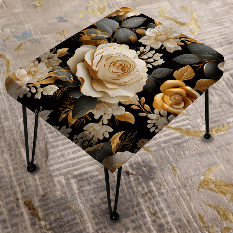Repose-pieds Elegant Beige Rose Harmony - Floral