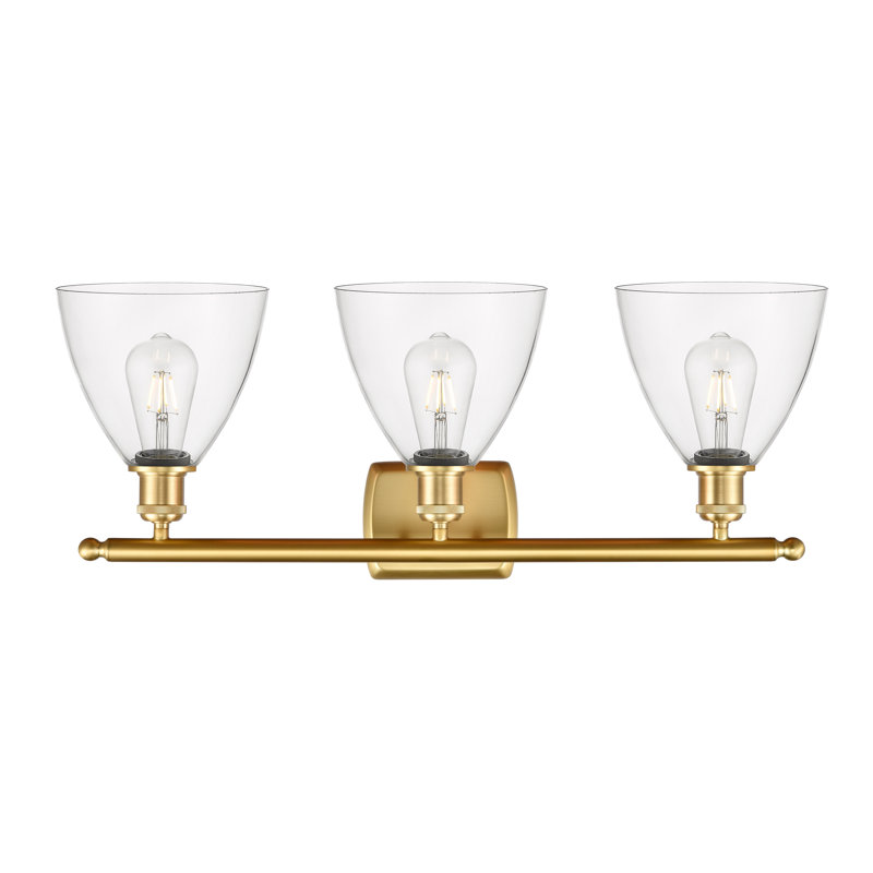 Éclairage pour meuble-lavabo 3 lumières Shauna, DEL, Transparent, Or satiné