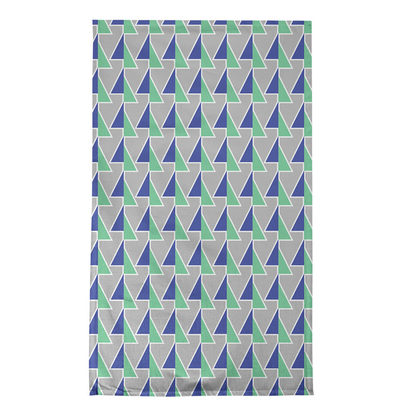 Torchon à flèches, Bleu / Vert / Gris, Croisé en coton