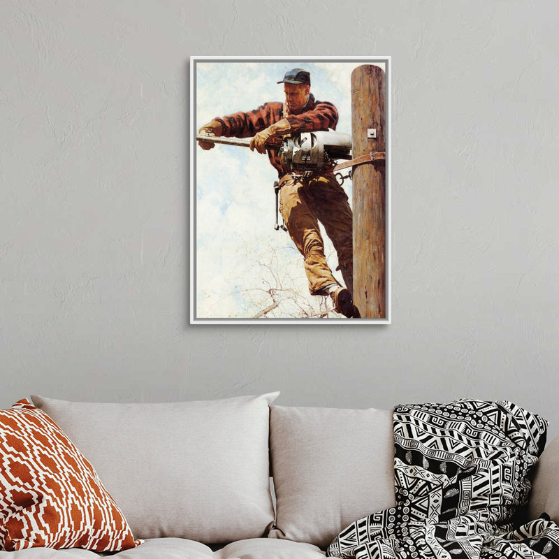 Art mural sur toile Norman Rockwell, Cadre flottant blanc, H 34 po x l 26 po x P 1,75 po
