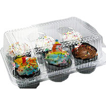 50 pack 4 Cavity Cupcake Container Quality Strong Muffin Cupcake Containers  with Superior Hinged Lid 4 Compartment Cupcake Boxes Clear Plastic Cupcake