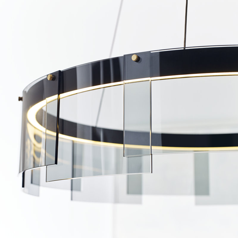 Stratos 1 - Light Glass LED Chandelier, Smoke/Black, Black
