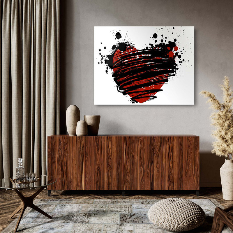 «Abstract Heart Paint Splatter», plexiglas acrylique, impression murale, L 45 po x H 30 po