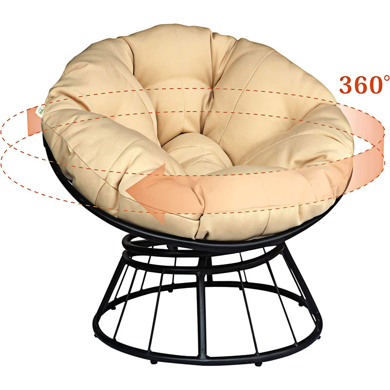 Fauteuil papasan pivotant de 35,43 po Aviston, Polyester kaki
