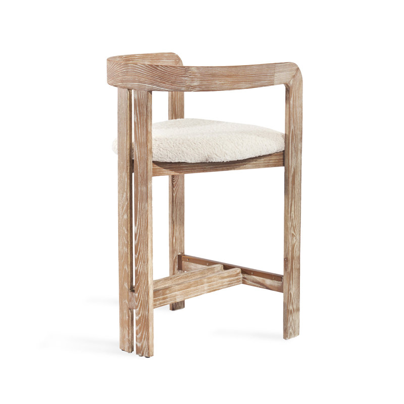 Burke Upholstered Stool,  Beach Ceruse/Shearling