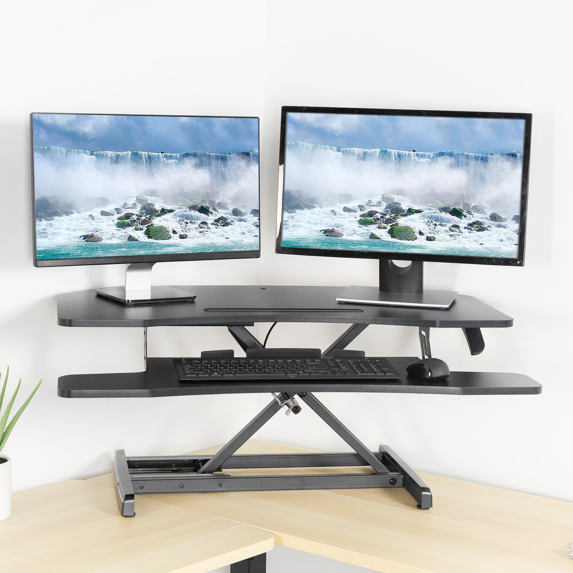 Vivo Black Corner Desk Riser & Reviews | Wayfair