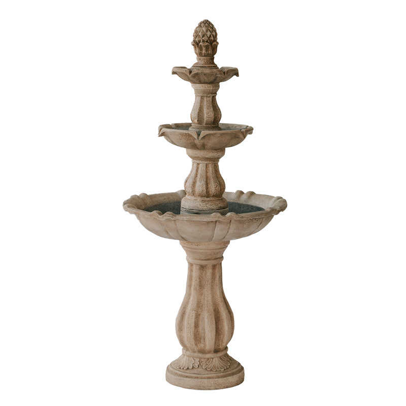XBrand Classic Beige 51 in. Three‑Tier Outdoor Garden Water Fountain, Beige