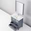 Gris foncé foncé 30 po Meuble-lavabo avec comptoir en céramique blanc, robinet à un trou et miroir mural de 28 po avec une surface de 18,25 po