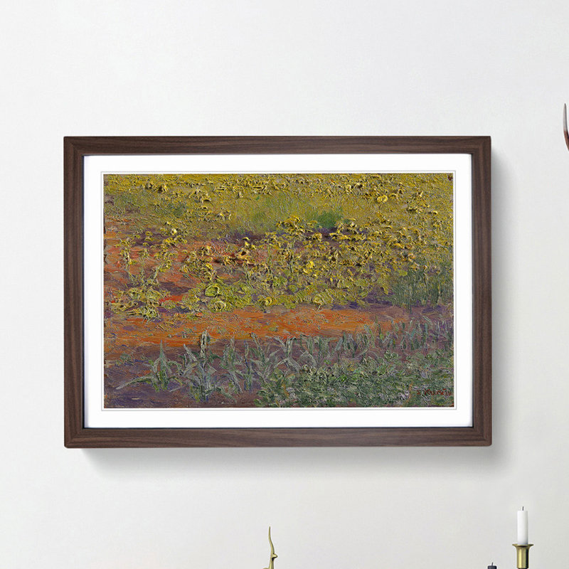 Rapeseed Field by Kuroda Seiki - Picture Frame Painting Print, 27cm H x 36cm W x 2cm D, Walnut Framed