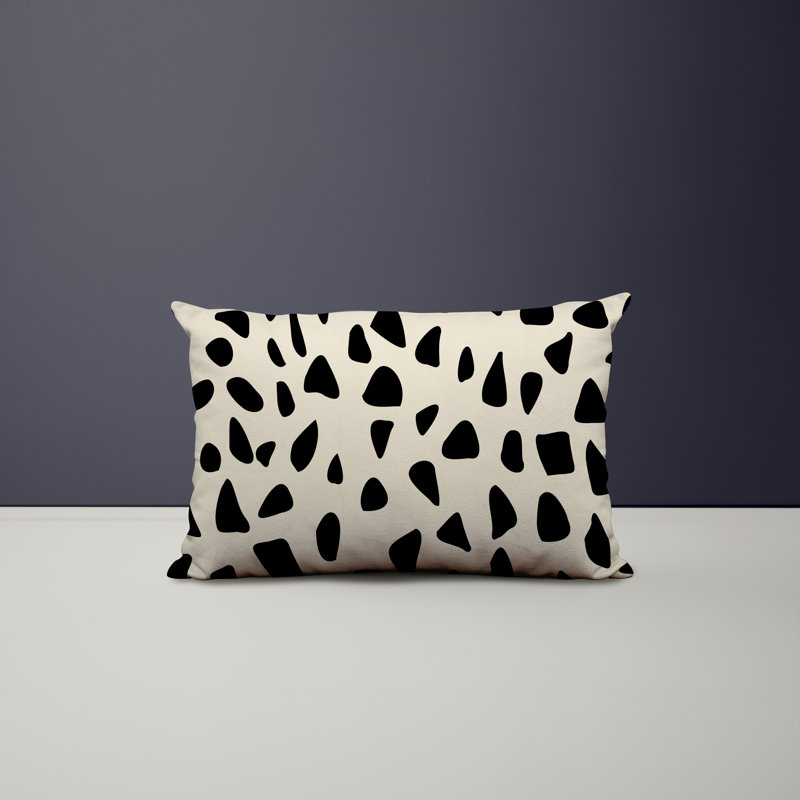 Polyester / Mélange de polyester Housse de coussin rectangulaire intérieure / extérieure lombaire et insert, Noir