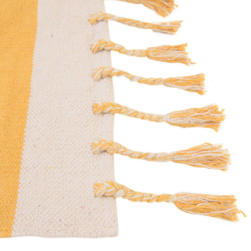 Abish Cotton Striped Indoor Rug, Rectangle 9' x 12'