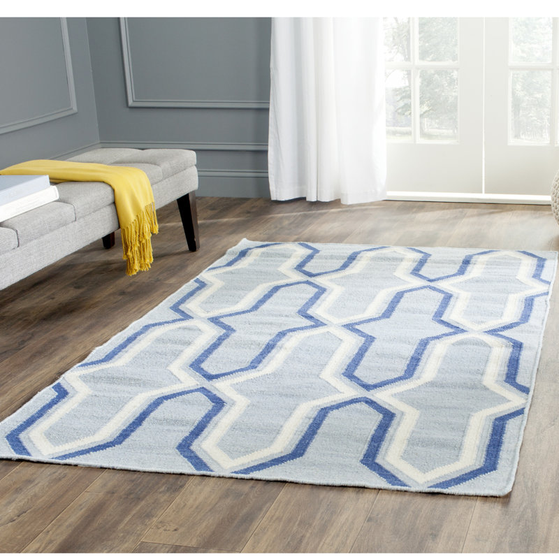 Leanne Geometric Wool Hand Woven Area Rug, Rectangle 152 x 244 cm