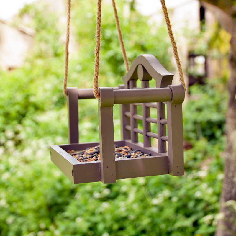 Minto Wood Hanging Tray Bird Feeder