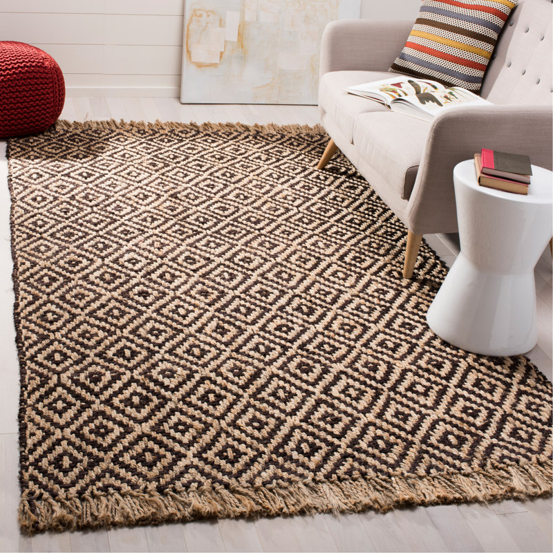 Derry Natural Fiber Hand Woven Jute Geometric Rug, Rectangle 6' x 9'