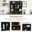 Arbre d'entrée, noir minimaliste 4-en-1 avec banc de rangement, 8 crochets et amp; Rangement cubique | Panneau de particules | Portemanteaux