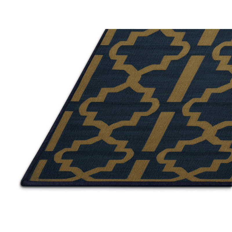 Tapis gris en treillis lavable à la machine, Rond 4 pi