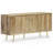 Jager 60"W Solid Mango Wood Mid-Century Contemporary 3-Door Sideboard Buffet with Geometric Brass Inlay