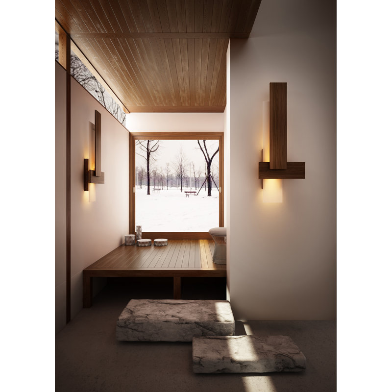 Sedo Dimmable LED Flush Mount Sconce, Dark Stained Walnut, 2700K