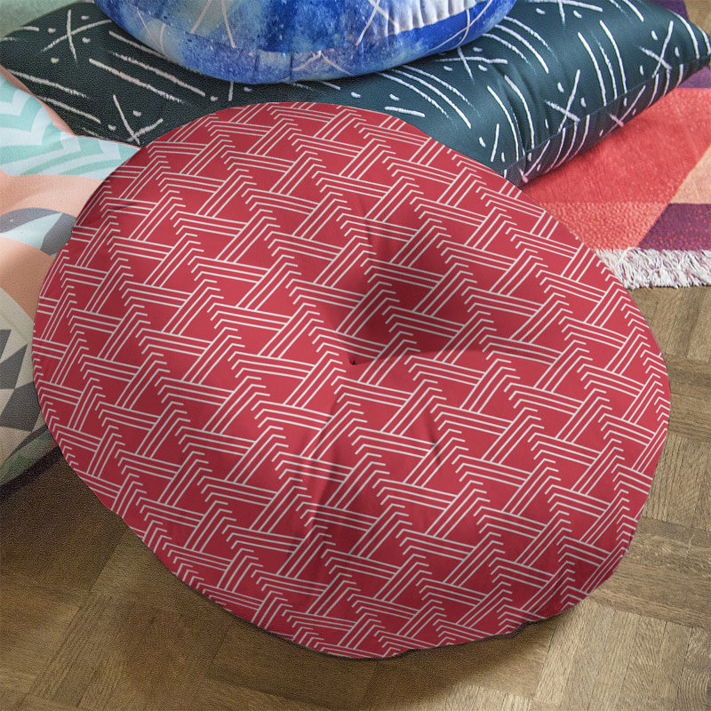 Coussin de sol zig zag classique, 30 po x 30 po, Rouge