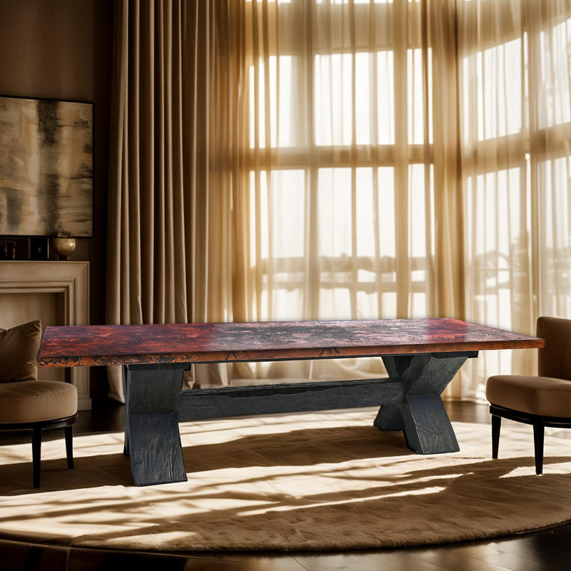 Canyon Leather Dining Table, Brown/Copper, 31"H x 120"L x 44"W