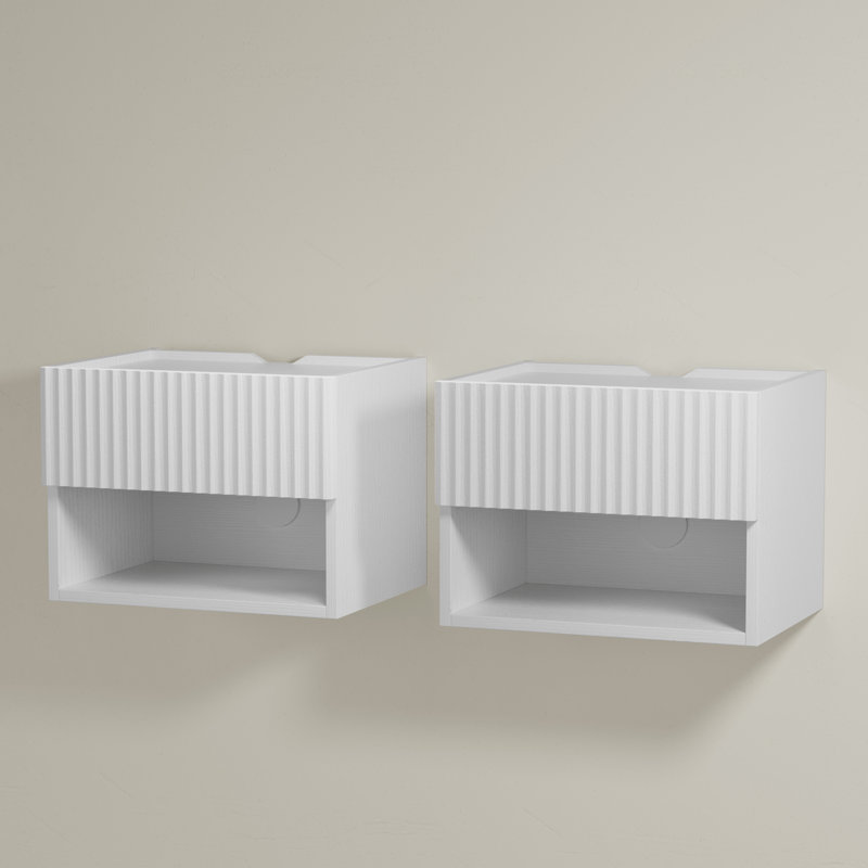 Floating Fluted Nightstands, White