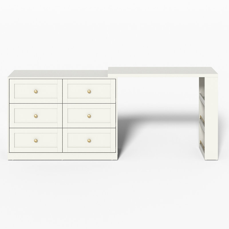 Extendable Makeup Vanity Desk With 6 Drawers