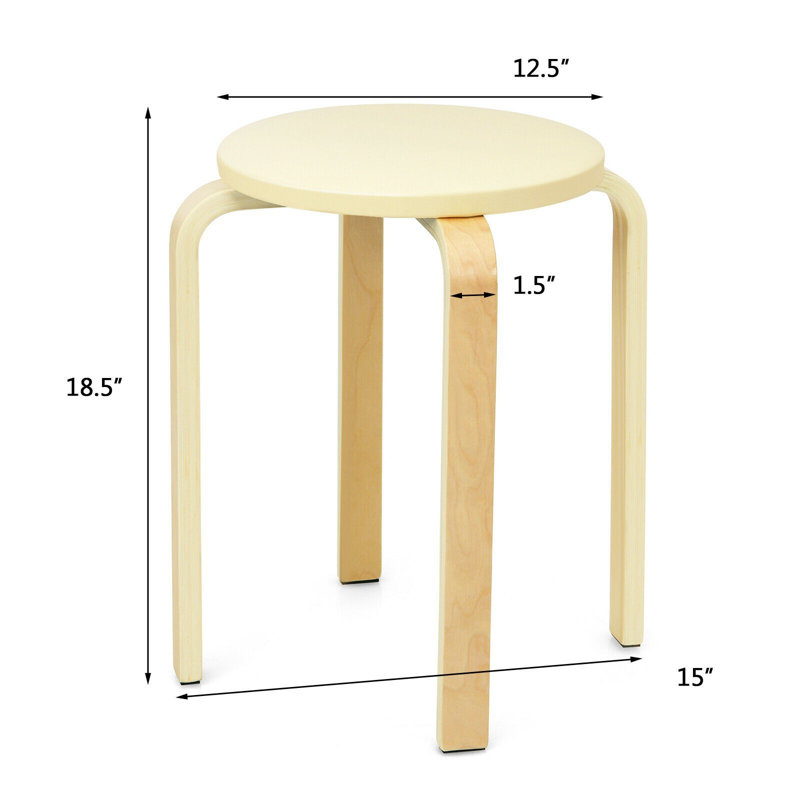 Tabouret court en bois massif 18,5 po, Naturel