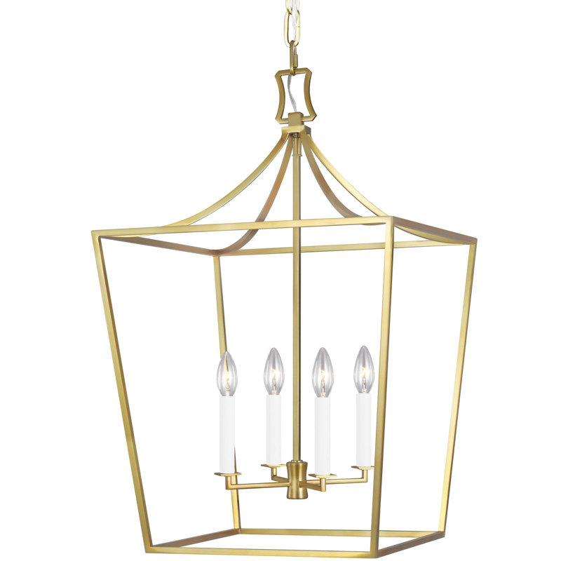 Lustre géométrique à 4 lumières Meztli par Chapman & Myers, H 27,62 po x l 18 po x P 18 po, Bronze brillant