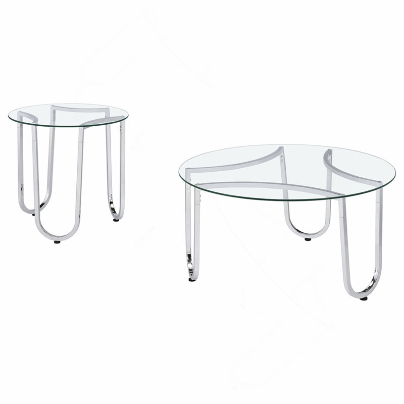 Ensemble de tables basses chromées 2 pièces