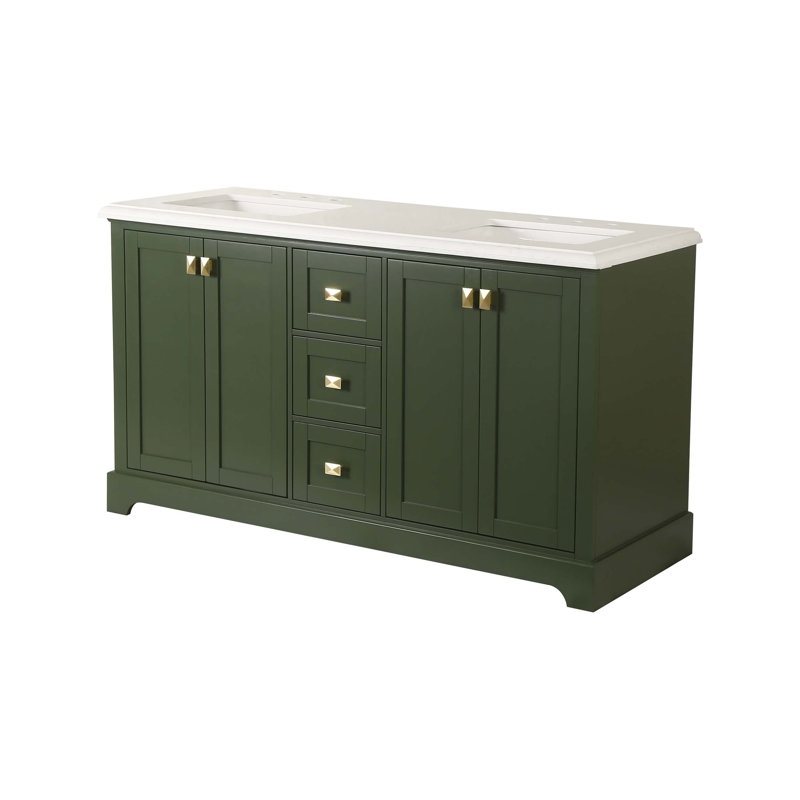 Meuble-lavabo double autoportant 60,58 po Nali, Vert
