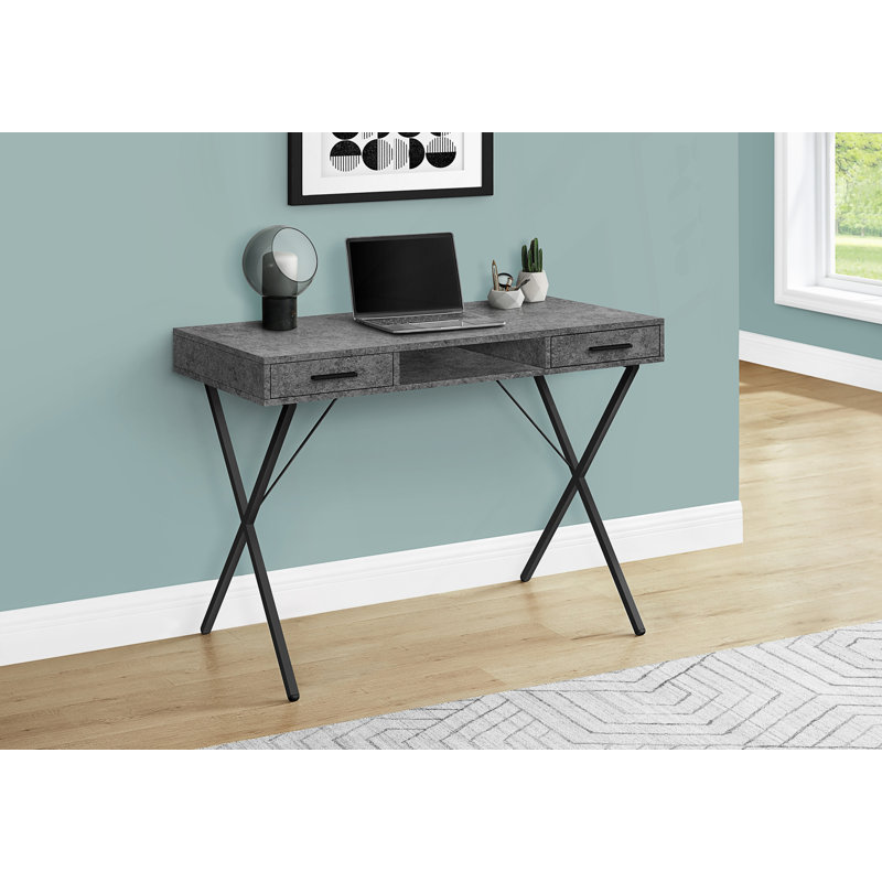 Bureau, bureau d'ordinateur avec tiroirs, Gris foncé/Noir, H 30,04 po x l 42,03 po x P 20,02 po