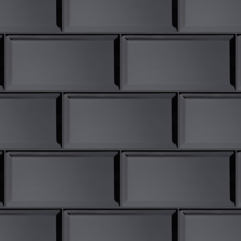 Santorini Biselado 4" x 8" Beveled Ceramic Subway Tile, Biselado Nero